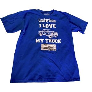 Bull Riding Western T-Shirt Cuernos Chuecos I Love My Truck Ford Rodeo Cotton M